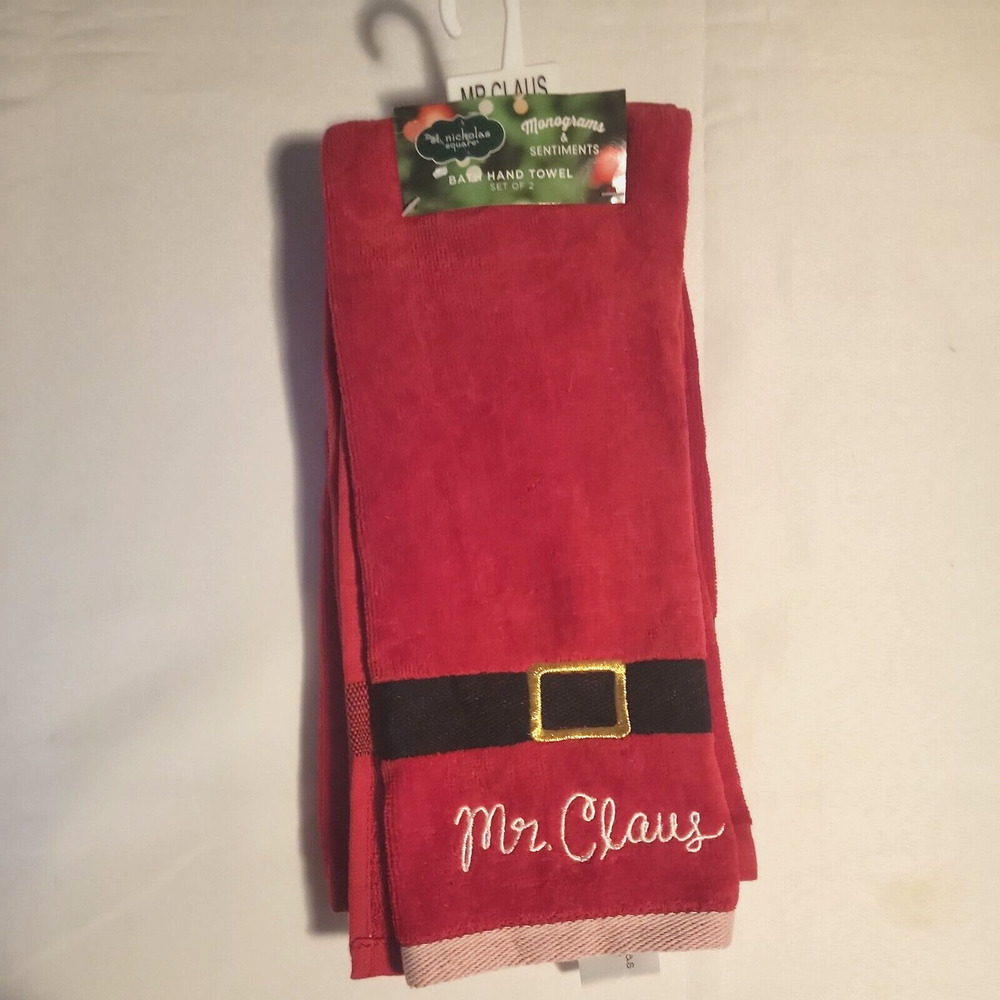 St Nicholas Square Monograms & Sentiments Bath Hand Towel Mr & Mrs Claus